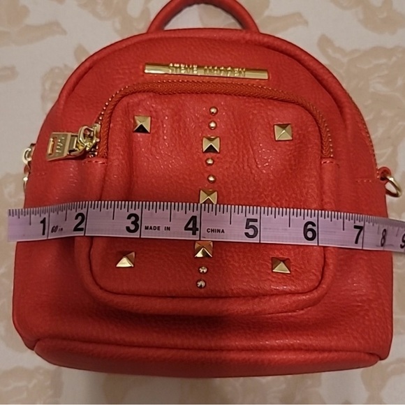 Steve Madden Erin Red Pebbled Leather backpack - Picture 6 of 11
